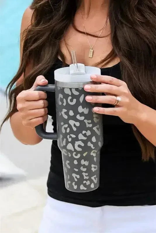 Gray Leopard Print 1L Stainless Steel Cup