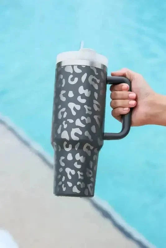 Gray Leopard Print 1L Stainless Steel Cup